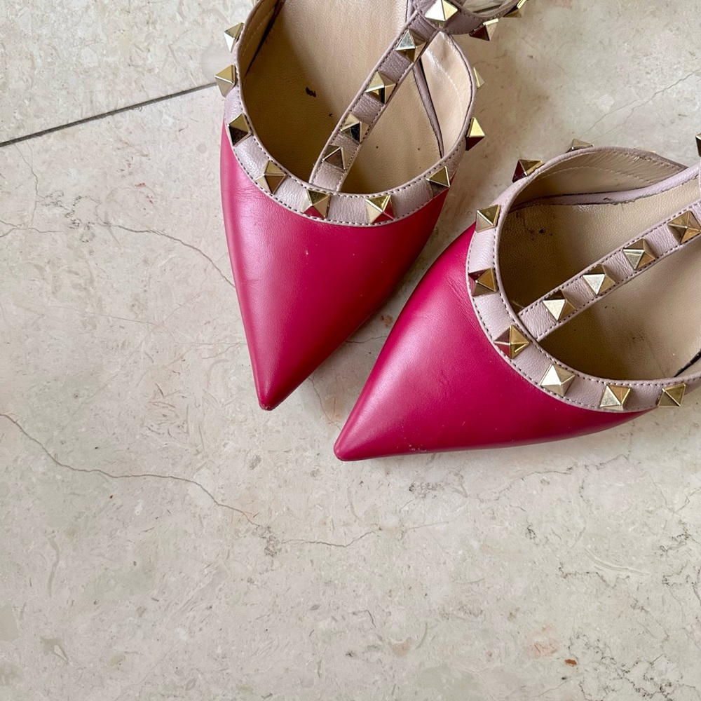 Valentino Garavani Iconic Pink Rockstud Caged Sandals Heels 38 Like New - Picture 5 of 8